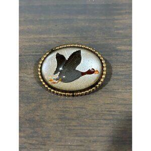 Vintage Essex Crystal Painted Duck Brooch Pin WRE 1/20 12Kt. GF